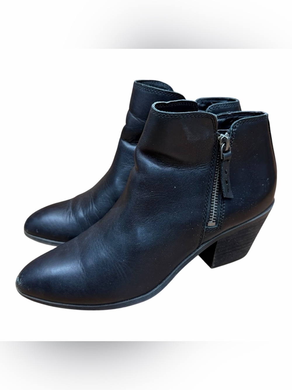 Frye Judith Black Leather Zip Ankle Booties Womens Size 7  Casual Zip Shoes